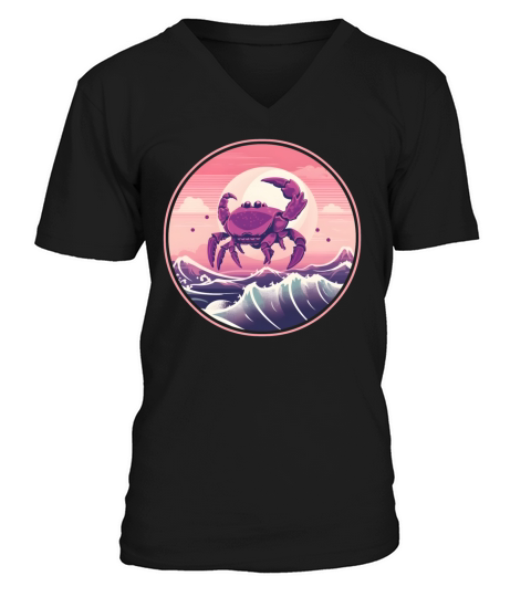 Vintage 80s 90s Nostalgic Crab Lovers V-Neck T-shirt