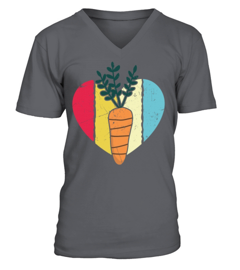 Vintage Carrot Heart Distressed V-Neck T-shirt