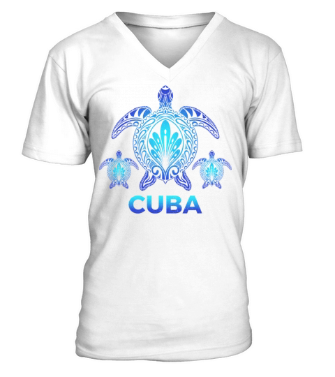 Vintage Cuba Ocean Blue Sea Turtle Souvenirs V-Neck T-shirt