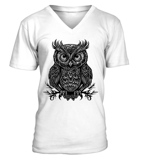 Vintage Owl With Big Eyes V-Neck T-shirt