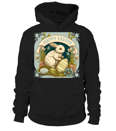 Vintage Easter Bunny Floral Egg Hunting Easter Hoodie Unisex