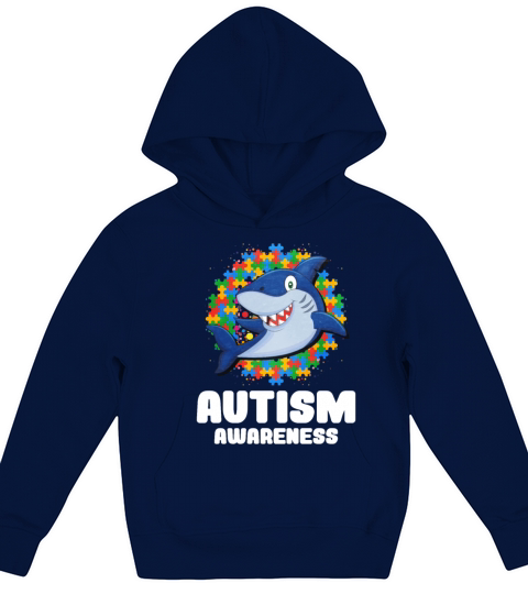 Autismn Awareness Blue Shark Kids Hoodie