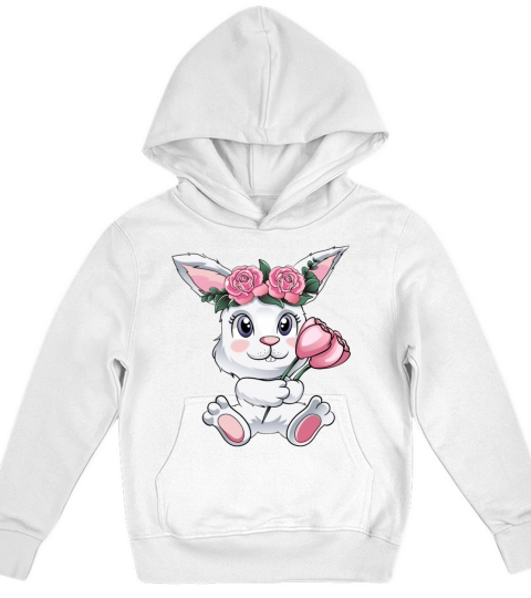 Baby Easter Bunny with Flowers cute Easter Egg Kids Hoodie