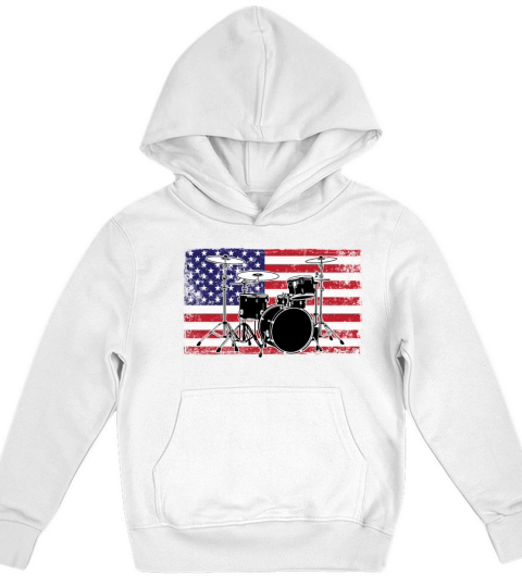 Patriotic 4th of July Drum American Drummer USA Kids Hoodie