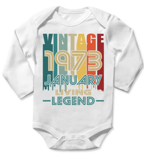50th birthday january 1973 vintage 1973 Long Sleeve Baby One-Piece
