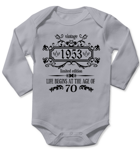 70th Birthday Sayings 1953 Vintage Style Long Sleeve Baby One-Piece
