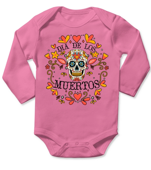 Dia De Los Muertos Day Of Dead Mexican Long Sleeve Baby One-Piece