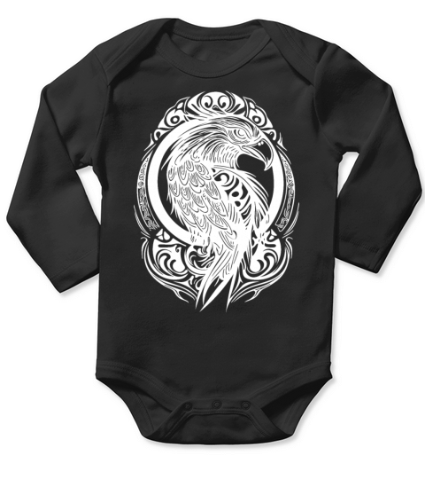 Eagle As Coat Of Arms Logo In Tattoo Feather Style Long Sleeve Baby One-Piece