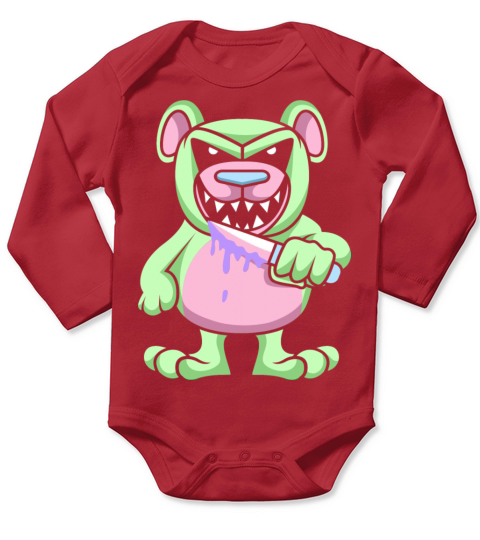 Evil Teddy Bear I Pastel Goth Long Sleeve Baby One-Piece