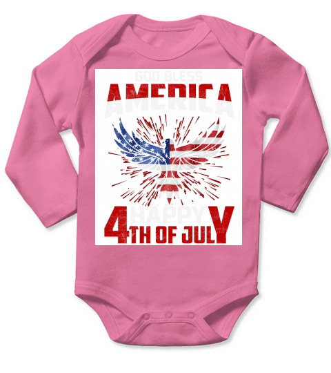 God Bless America Happy 4Th of July Long Sleeve Baby One-Piece