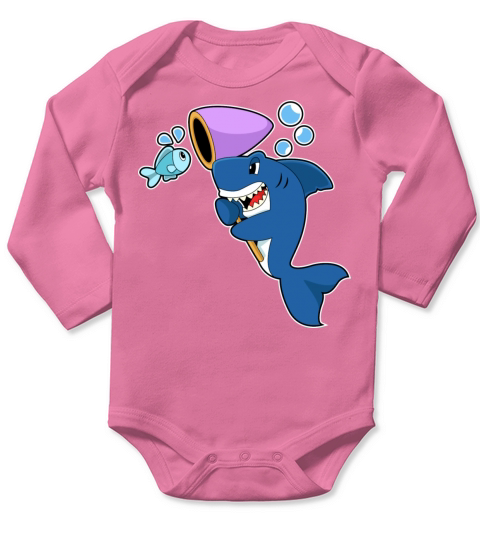 Shark Fishing Fish Landing Net Long Sleeve Baby One-Piece