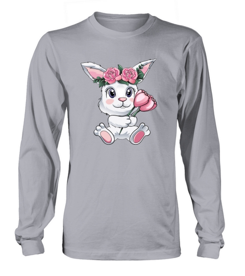 Baby Easter Bunny with Flowers cute Easter Egg Long sleeved Unisex