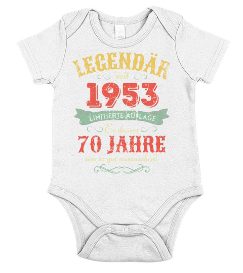 70th Birthday Vintage 1953 Short Sleeve Baby One-Piece