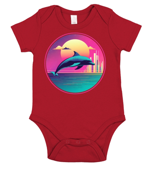 80s 90s Dolphin Lovers Vintage Short Sleeve Baby One-Piece