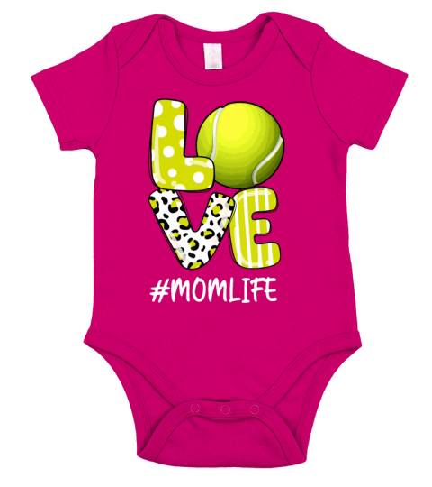 Love Tennis Mom Life Player with Leopardmom and da Short Sleeve Baby One-Piece