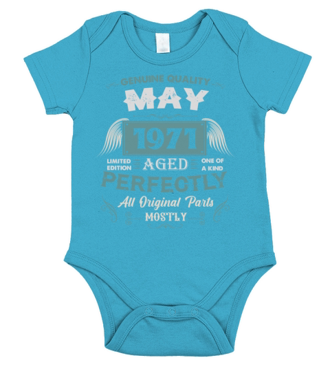 May 1971 Vintage Birthday Present Short Sleeve Baby One-Piece