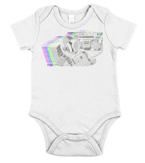 Vintage Astronaut Boom Box Short Sleeve Baby One-Piece