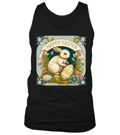 Vintage Easter Bunny Floral Egg Hunting Easter Tank Top Unisex
