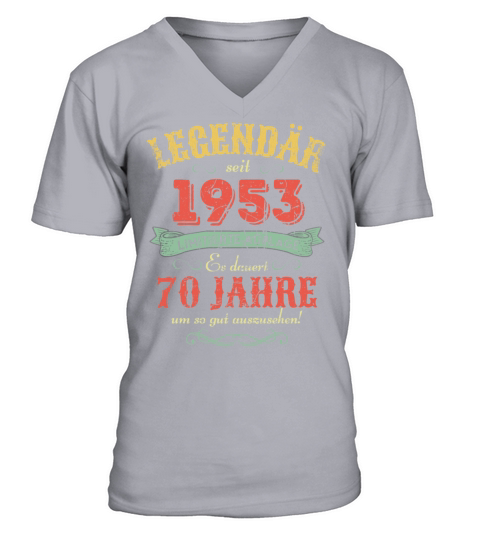 70th Birthday Vintage 1953 V-Neck T-shirt