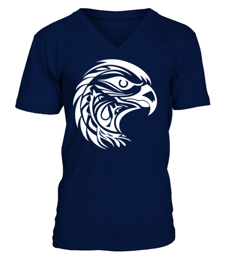 Beautiful Eagle Portrait In Tattoo Style V-Neck T-shirt