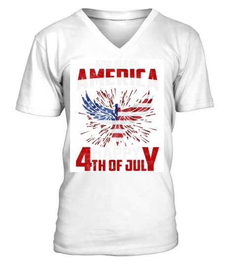 God Bless America Happy 4Th of July V-Neck T-shirt