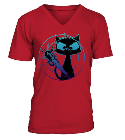 Halloween Retro Cat Vintage Cat V-Neck T-shirt