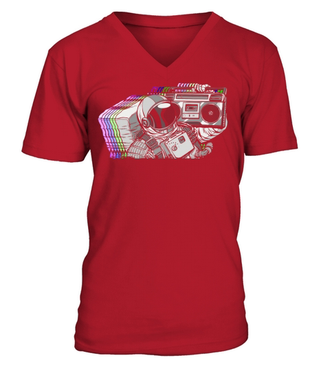 Vintage Astronaut Boom Box V-Neck T-shirt