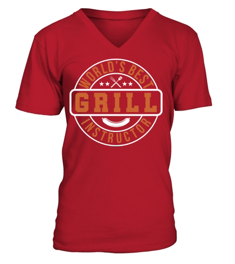 Worlds Greatest Grill Instructor Funny Bbq V-Neck T-shirt