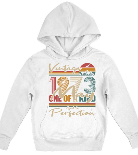 50th birthday may 1973 vintage 1973 Kids Hoodie