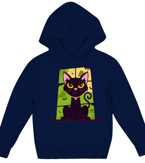Cat Daddy Black Cat Vintage Eighties Style Cat Kids Hoodie