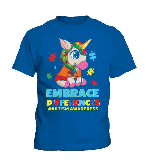Different Colorful Puzzle Unicorn Autism Awareness Kids T-Shirt