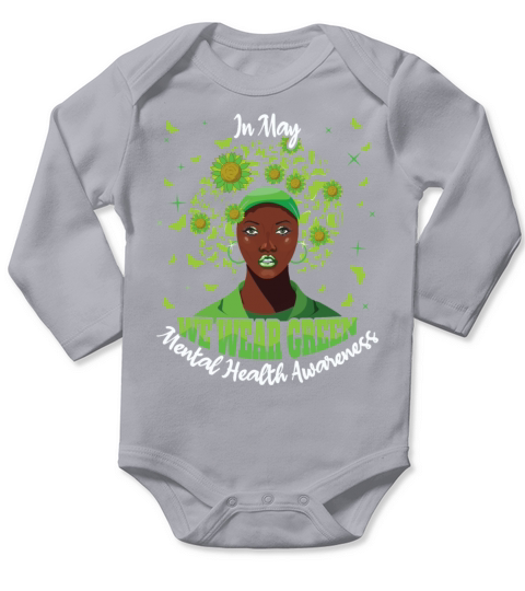 Butterfly May Green Mental Health Awareness Month Long Sleeve Baby One-Piece