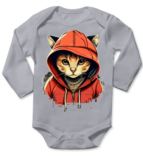 Cat in a Hoodie Long Sleeve Baby One-Piece