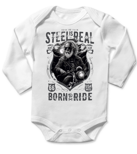 Cool Old Biker Motorcycle Rider Long Sleeve Baby One-Piece