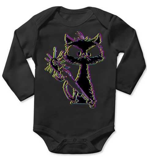 Halloween Retro Cat Vintage Cat Long Sleeve Baby One-Piece