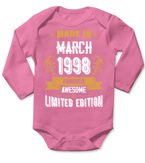 March 1998 Vintage Birthday Present Long Sleeve Baby One-Piece