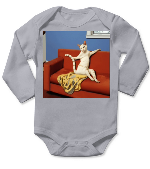 Seductive Cat on a Vintage Couch - Renaissance Long Sleeve Baby One-Piece