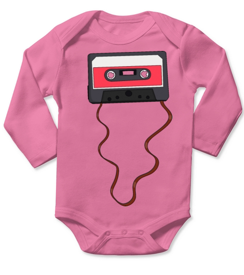 Unwound Cassette Tape Mixtape Retro Vintage Long Sleeve Baby One-Piece