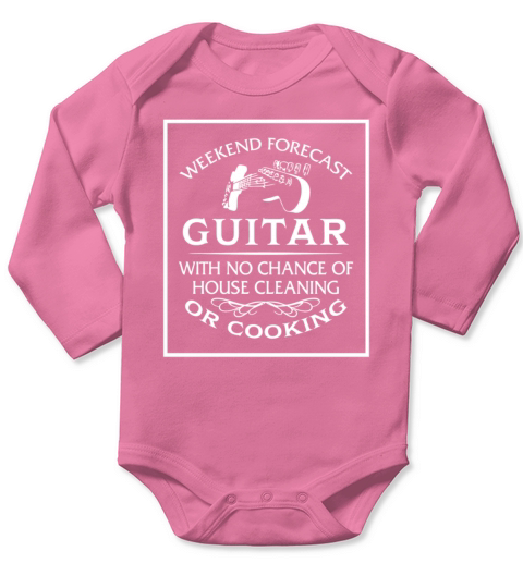 Weekend forecast guitar with no chance of house Long Sleeve Baby One-Piece