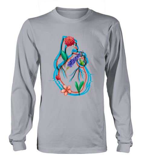 Anatomical Heart And Flowers Long sleeved Unisex