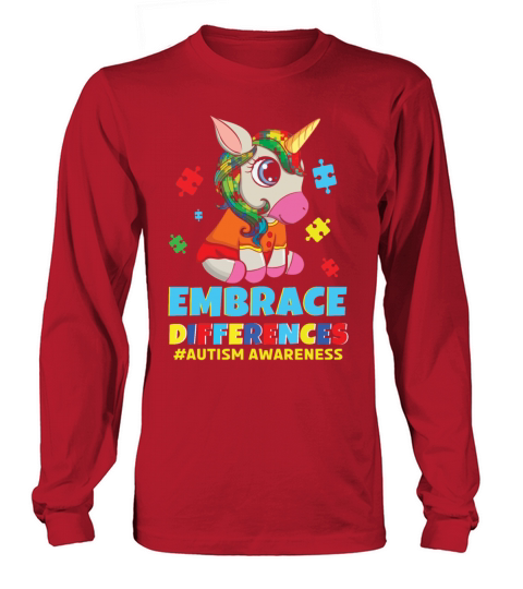 Different Colorful Puzzle Unicorn Autism Awareness Long sleeved Unisex