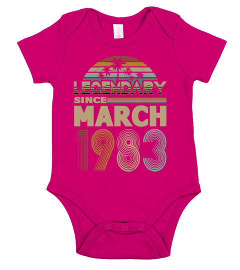 40th birthday march 1983 legendary since 1983 Short Sleeve Baby One-Piece