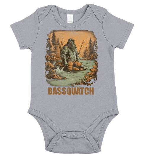 Bassquatch Funny Bigfoot Fishing Outdoor Retro Vin Short Sleeve Baby One-Piece