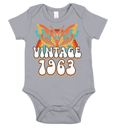 Colorful Retro 60 Years Woman 1963 60th Birthday Short Sleeve Baby One-Piece