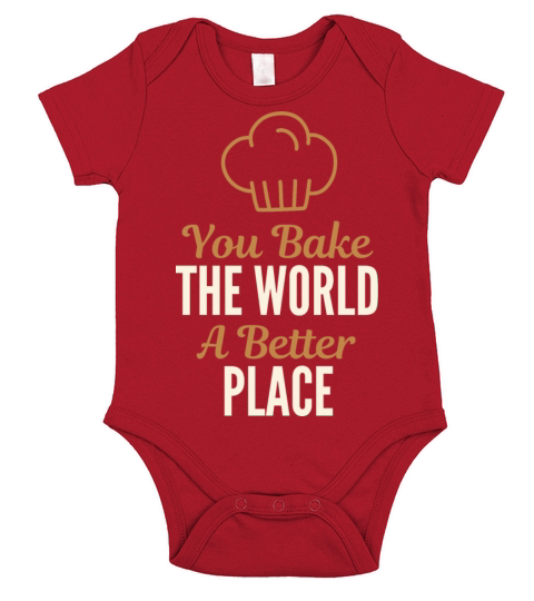 Funny Bake The World A Better Place Short Sleeve Baby One-Piece