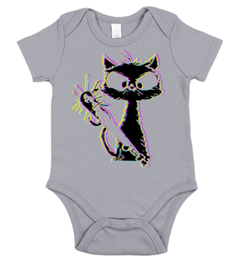 Halloween Retro Cat Vintage Cat Short Sleeve Baby One-Piece
