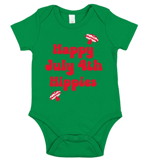 Happy July 4th Hippies quote with mushrooms Short Sleeve Baby One-Piece