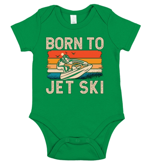 Jet Skiing Born To Jet Ski Retro Water Sport Skier Short Sleeve Baby One-Piece
