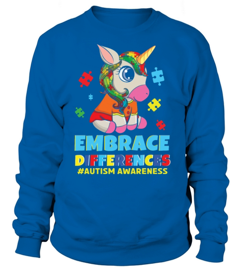 Different Colorful Puzzle Unicorn Autism Awareness Sweatshirt Unisex