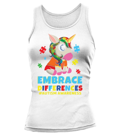 Different Colorful Puzzle Unicorn Autism Awareness Tank top Woman